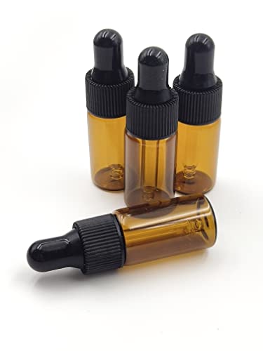 YYNGJCK 15 frascos pequenos conta-gotas de vidro âmbar de 4 ml para óleos essenciais, cosméticos e l