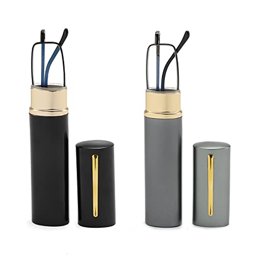 Blue Light Blocking Reading Glasses - Slim Pocket Readers with Pen Clip Case Mini Lightweight Readers