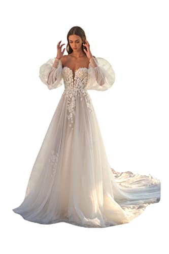 Dexinyuan Lace Mermaid Wedding Dresses for Bride 2025 Summer Beach Boho Bridal Gowns for Women