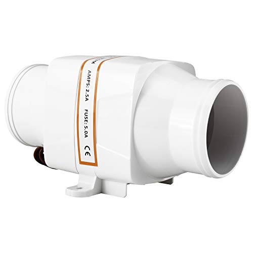 Dasmarine Dc12V In-Line Marine Blower 130 Cfm Intake:3"(76Mm) Marine Bilge Air Blower White #TOP5