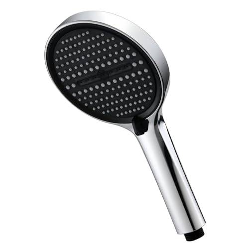 GRIFEMA Alcachofa de Ducha de Mano, Placa Grande 130 mm, 4 Modos de Chorro, Alta Presión, Boquillas de Silicona Antical, Acabado Cromado, Compatible Universalmente, G806