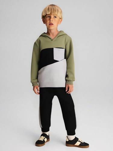 Image of Boys Sweatsuit Long Sleeve Color Block Hoodie Sweatshirt and Jogger Pants 2PC Sets Fall Clothes (Sizes: 4-8)