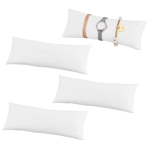 PH PandaHall 4pcs Coussins Bracelet Montre Longs Oreillers de Montre 23x8cm Coussin Montres Bijoux Coussins Montres Oreiller en PU Cuir Blanc pour Présentoir de Bijoux