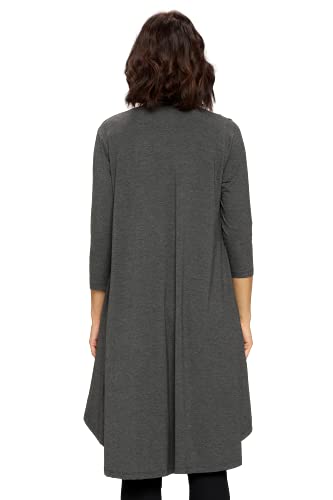 Image of Women's 3 /4 Sleeve Soft Open Front Casual Flowy Long Viscose Made from Bamboo Cardigan