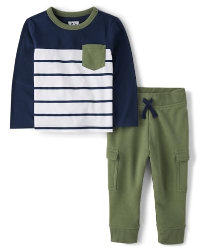 Image of The Children's Place Baby Boy's and Toddler Long Sleeve Shirt and Pants 2-Piece
