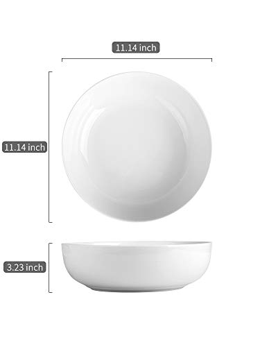 Lauchuh 3.2 Quarts Porcelain Serving Bowl Set 11" Salad Bowl Set Pasta Bowls 2 Pack, Large Ceramic Bowl Set White For Entertaining, Party #TOP2