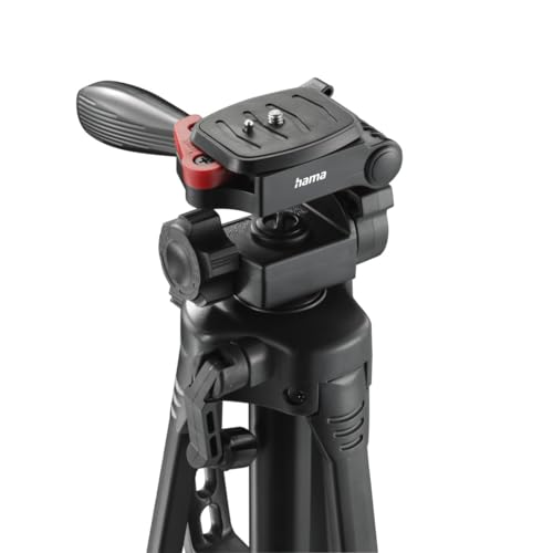Hama Kamera Stativ (Kamerastativ & Fotostativ f&uuml;r Smartphone & Kamera, Tripod Smartphone, Handystativ, 3-Wege-Kopf, Schnellwechselplatte, h&ouml;henverstellbar 58-153 cm, bis 3 kg, mit Tasche)
