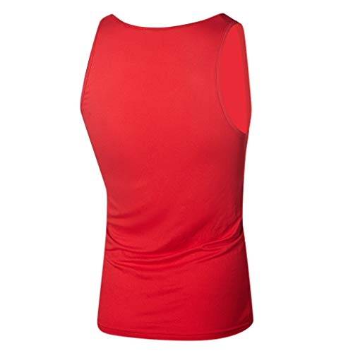 Men's Gym Stringer Tank Top Bodybuilding Workout Y Back Sleeveless Muscle Fitness Vest Quick Dry Workout Gym Muscle Tee Red #TOP3