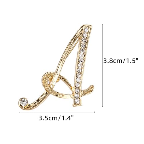Image of Rhinestone Initial Brooch Pin for Women, Alphabet Gold Letter Brooch A-Z with Crystal, Metal Pin for Hat Bag Dress Suit Accessory for Men