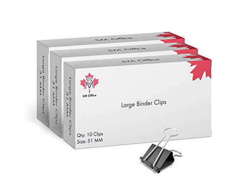 SM Office Binder Clips  Binder Clips Office Supplies Paper Clips for School and Office  Strong Grip  Reusable Black Binder Clips  Versatile and Convenient Paper Clips (Large 30 Pcs)