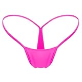CYICGGY Women G String Micro Thong Panties Seamless No Show Low Rise Bikini Bottom Underwear(Fluorescent Pink-1 Pack, X-Large)