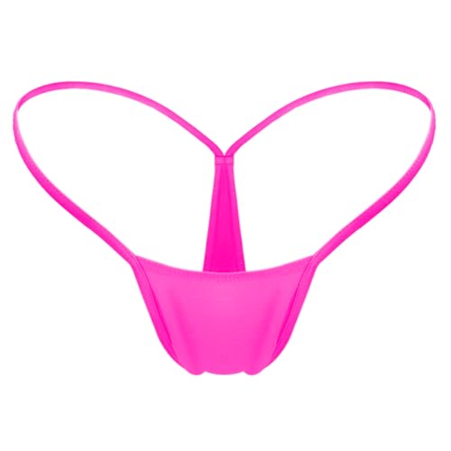 CYICGGY Women G String Micro Thong Panties Seamless No Show Low Rise Bikini Bottom Underwear(Fluorescent Pink-1 Pack, X-Large)