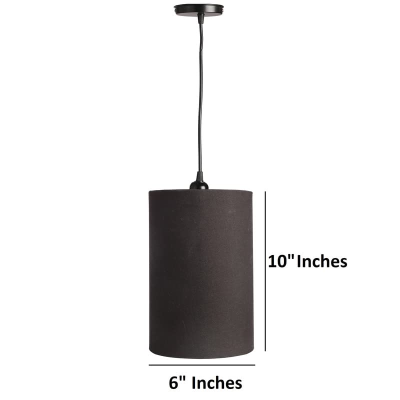 Image of Black Color, Classic Pendant Cylinder Lamp Shade, Decorative Light Lamp, Hanging Spotlight with Fixture (Beige), 40Watts, Black Canopy -: Pack of 1 (6 * 10 Inches)
