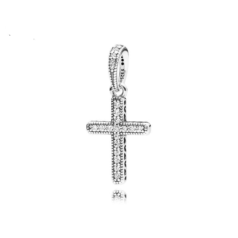 Sparkling Cross Pendant Charm 925 Sterling Silver Pendant,Jewelry Beads Gifts for Women Bracelet&Necklace A01342