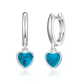 Philip Jones Synthetic Turquoise Gemstone Heart Charm Hoop Earrings