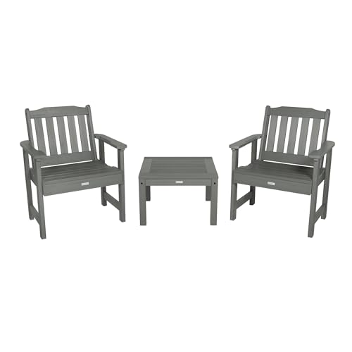 Highwood AD-KITCHGL2-CGE 2 Lehigh Garden Chairs with 1 Square Side Table 3-Piece Set, Coastal Teak