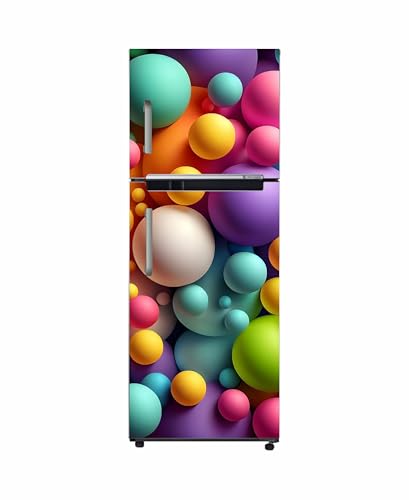 Image of DesignDecor Vinyl 3D Flower Fridge Sticker, 24x60 cm, Marble Texture, Double Door Refrigerator (Multi)