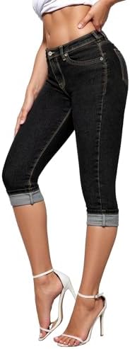 Hybrid & Company Women's Stretch Denim Capris