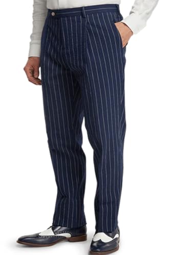 Men's Striped Straight Fit Pants for Business Casual Office Work Trousers2
