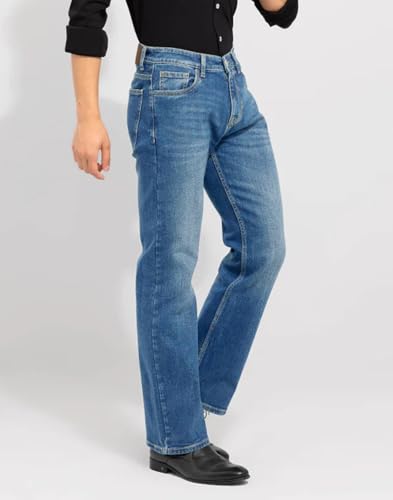 Image of Waltz Men's High Waist Stretchable Boot Cut Wide Leg Flared Casual Denim Bell Bottom Jeans Pants for Men - Comes in Multiple Sizes & Colours (Black, Dark & Light Blue, Grey, White & Khaki) 28 to 40