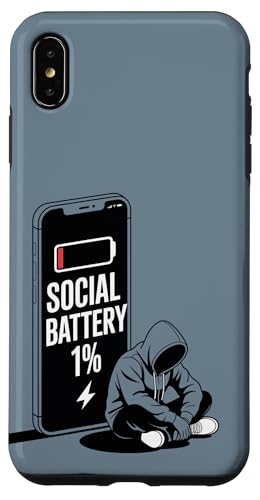 Social Battery 1% ? Funny Introvert Personality Humor �X�}�z�P�[�X iPhone XS Max �p