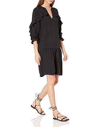 The Drop Women s Emerson Romantic Ruffle Drop Waist Dress, Black, S