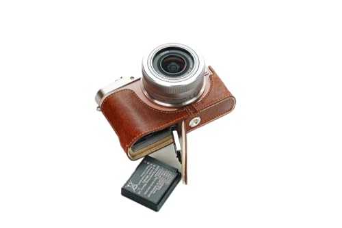 Housse de sac de caméra pour Panasonic GF10 en cuir véritable demi-coque protection rufous