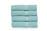 Ample Decor Lot de 4 essuie-mains 100 % coton absorbants texturés Popcron pour cuisine, vert menthe, 45,7 x 71,1 cm