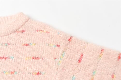 Mud Kingdom Girls Fuzzy Sweater Pullover Colorful Stripes Fashion Knitwear for Toddler Casual4