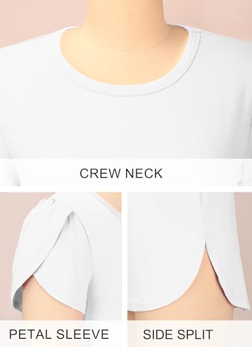 Image of Herou Women's Casual Long /Short Sleeve T Shirt Crewneck with Side Split Fall Pullover Loose Tunic Sweater Tops