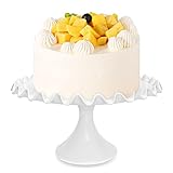 Quegroot 12-Inch Porcelain Round Cake Stand - White Dessert Stand for Wedding, Birthday Party