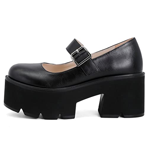 KOKOMOMO Womens Goth Chunky Mary Janes Platform Shoes Gothic Shoes2
