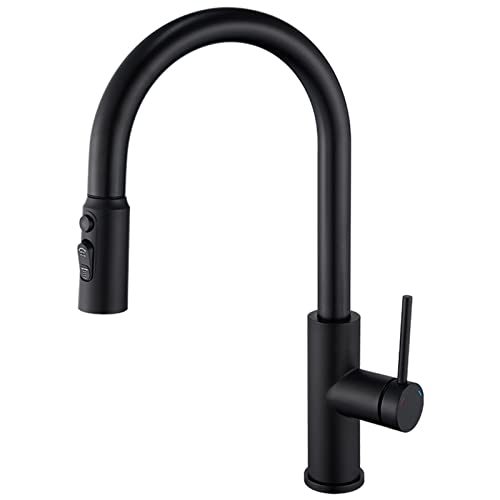 Robinet d'évier de cuisine en acier inoxydable avec mitigeur pivotant et douchette