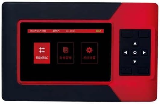 Close-up of the CNYST Rebar Corrosion Meter's main unit with its display screen showing the user interface