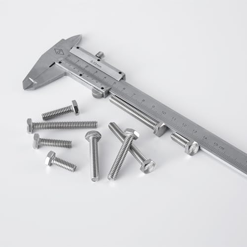 Image of M6-1.0 x 60mm Hex Head Screws Bolts, M6 x 1.0 Bolt, 304 Stainless Steel(A2-70), Hexagon Head Bolts, Metric Fully Thread, Bright Finish, Quantity 10