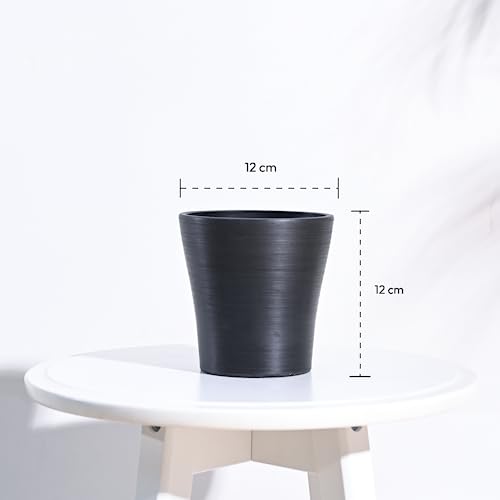 Image of UGAOO Rezer Tivoli Plastic Flower Pot (Diameter 4.7 Inches, Black) | Durable Planter for Home, Balcony, Garden & Patio | Indoor & Outdoor Use | Stylish Gamla for Living Room & Decor