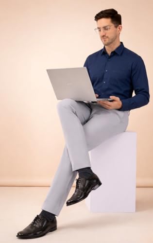 Image of SaintX Men's Premium 4-Way Comfort Stretch Formal Trousers | Smart Sweat Wicking Wrinkle Free Fabric | Smarter Techno Flex Expandable Waistband | Stylish Slim Fit | Daily Office Wear