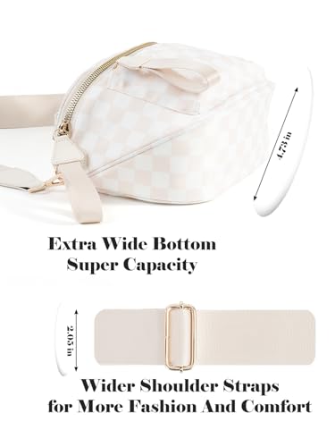 Image of Black and White Checkered Crossbody Bag Bum Bag for Women,Spacious Checkered Purse Fanny Packs Belt Bag