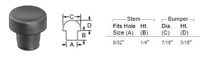 Rubber Push in Bumpers, 9/32" Hole - Quantity 8 - Image 2