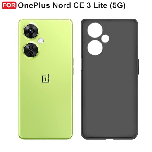 Image of CEDO Back Cover for OnePlus Nord CE 3 Lite (5G) | Camera Bump Protection & Inner Velvet Fabric Lining | Ultra Slim Matte Soft Rubberised Case Cover (Black)