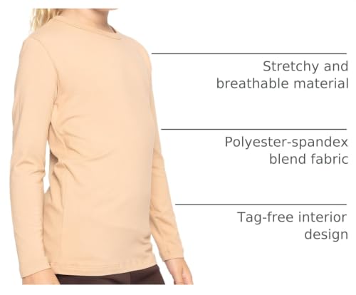 Image of Shirts for Girls Long Sleeve Crew Neck Top, Hoodie or 3 /4 Sleeve Soft Stretch Kids Lightweight Size 2-16