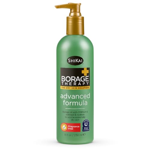 ShiKai Borage Therapy Body Moisturizer Advanced Formula (8 oz) | Fragrance Free | Hydrating Lotion for Dry Hands & Body | With Oatmeal & Shea : Bath Products