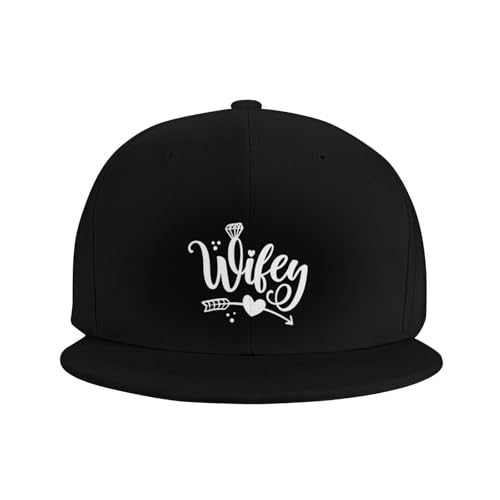 Wifey Flat Bill Hat Unisex Fashion Adjustable Flat Brim Hat Black2