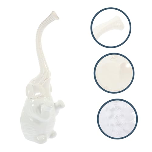 Brosse WC éléphant en céramique blanche et son manche long robuste - 7