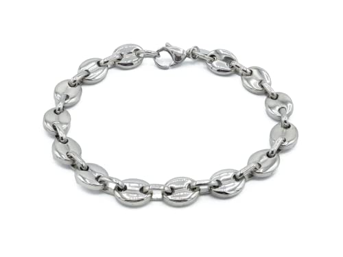 Du Sablon Bracelet Graine de Café Argent Homme en Acier Inoxydable