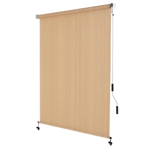 SEEYE Cordless Outdoor Sunshade Roller Shades 96" W x 96" H, Cordless Roll Up Blinds Privacy Screen with 90% UV Protection, Exterior Patio Shade Cloth for Porch Pergola Balcony Backyard, Walnut by SEEYE - Image 9