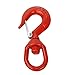 Crane Hook, with Latch Alloy Steel Crane Hoist Hook Drop Forged Alloy Steel Swivel Eye Hook, 1 Ton Working Load Limit,for Industry, Ship, Building(Red)
