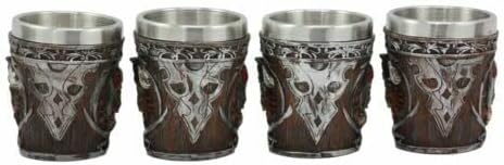 Miniatura 5 de Ebros Myths Legends And Fantasy Spirit - Juego de 4 vasos de chupito con temática de 2 onzas, carcasa de resina con forro de acero inoxidable, gran