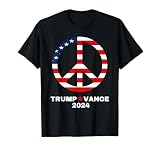 TRUMP VANCE 2024 Election USA Flag Peace Sign T-Shirt