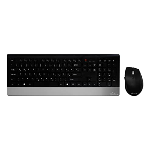Teclado y ratón inalámbrico MediaRange Highline QWERTZ negro y plateado para escritorio sin cables